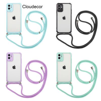 China Transparent Soft Anti-drop Phone Case For iPhone 12 6 6S 7 8 Plus X XR XS 11 Pro Max For Samsung S10 With Strap Cross - Body Arm Lanyard Cord for sale