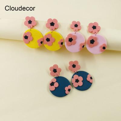 China CLASSIC Korean Rose Clay Flower Earrings For Women 2021 Trending Polymer Clay Earring Jewelry Fashion Drop Wholesale for sale