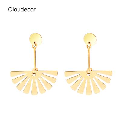 China Real Gold Plated Stainless Steel Geometric Delicate Women Drop Earrings For Women Gold Fashion Helix Shaped Earrings Trend 2021 for sale