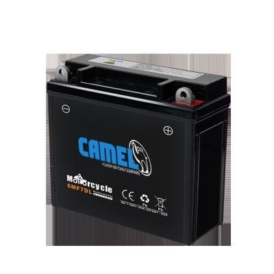 China Camel Brand Motorcycle Battery 12V 7Ah Dry Battery Maintenance Free Charger For Yamaha 02 (E10) for sale