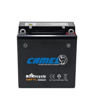 China Camel Batteries Lead Acid Battery Factory Dry Cell Motorcycle Maintenance Free Battery 12V 7Ah 02(E10) for sale