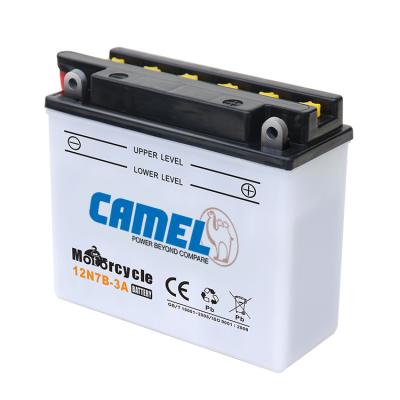 China Camel Brand Lead Acid Dry Cell Batteries For Yamaha 7Ah Motorcycle Battery Grade 02 (E10) for sale