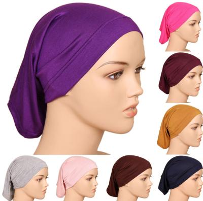 China Verified Hot Selling Muslim Hijab Hat Cotton Tank Top Chiffon Hat Elastic Snap Inner Hijab Hat for sale