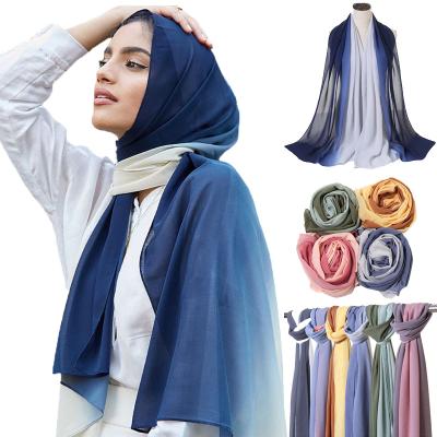 China Muslim Chiffon Hijab Georgette Ombre Chiffon Hijab Factory Woman Ladies Girle Bubble Cloth Breathable Chiffon Wholesale for sale