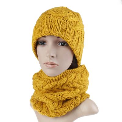 China COMMON Custom Beanie Hat Warmest Winter Scarf mask costume knitted hat scarf 2 piece set hat scarf costume for women for sale