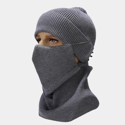 China Winter Medium Women's Fashion Hat Scarf Face Mask Three-Piece Set Antifreeze Windproof Knitted Beanie Hat Scarf Sets Warm for sale