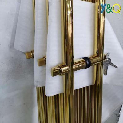 China Modern High Quality Entry Door Polished Titanium Gold Pull Handle For Commercial Door for sale