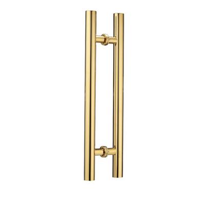 China Luxry China Manufacturers Stainless Steel H Shape Glass Door T Bar Long Pull Handle Gold for sale