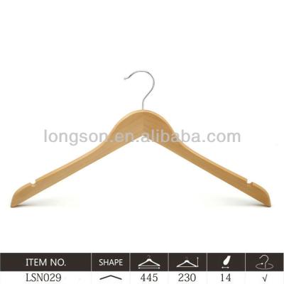 China DISPLAY wooden hanger for clothes with notch/hangers for wedding dress/wooden suit hangers LSN029 for sale