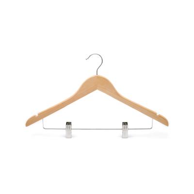 China SHOW OFF Professional Wooden Hanger With Staples Hotel Cabinet Wooden Hanger for sale