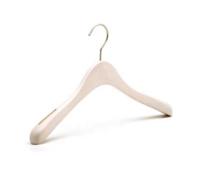 China Double-arm Wooden Coat Hanger Anti-Slip Fashion Wooden Birch Coat Hanger for sale