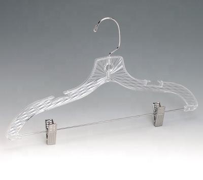 China SHOW Transparent Slim Plastic Suit Hanger With Clips for sale