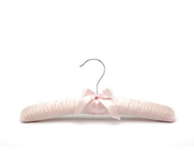 China Wholesale padded satin hanger in light pink color padded baby satin hanger for sale