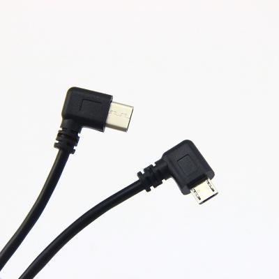 China Mobile Phone and Computer Black 1.0M 90 Degree Angle OTG Micro USB Cable and Type C USB Cable for Mobile Phone for sale