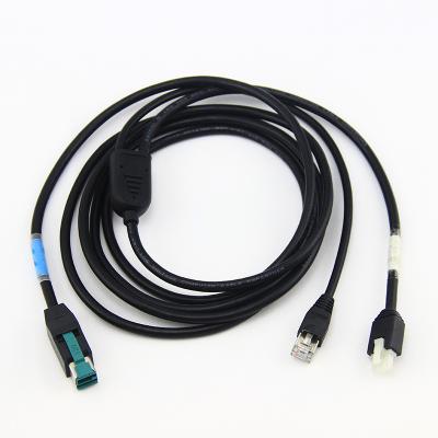 China POS Terminals 12V PoweredUSB to RJ48 10P10C &HSG Molex4.2P Cable for sale