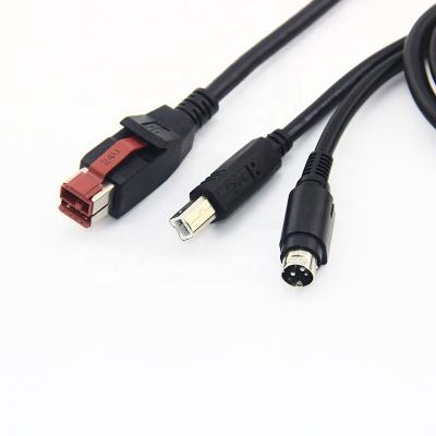 China COMPUTER Y Splitter Cable 24V To Hosiden 3 Pin Din USB B Male Powered USB Cable For Epson for sale