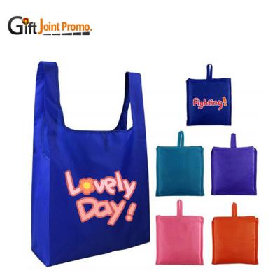 China Foldable Reusable Collapsible Tote Bags Handbag/Polyester Shopping Bags Wholesale Polyester Shoulder Bag for sale