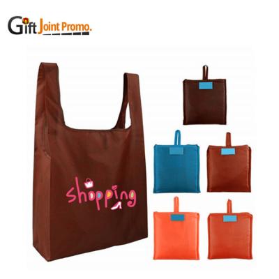 China Handbag Tote Bag/Polyester Shopping Bag Foldable Shoulder Bag Foldable Portable Purple Grocery Bag With Handles for sale