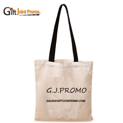 China Long Tote Bag Grocery Bags Canvas Tote Cotton Tote Wholesale Personalized LOGO Printing Reusable Natural Color Shoulder Handle for sale