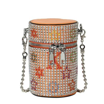 China Fashion Cross Body Bag Women With Chain Fashion Mini Round Bucket Girls Handbag Strap for sale