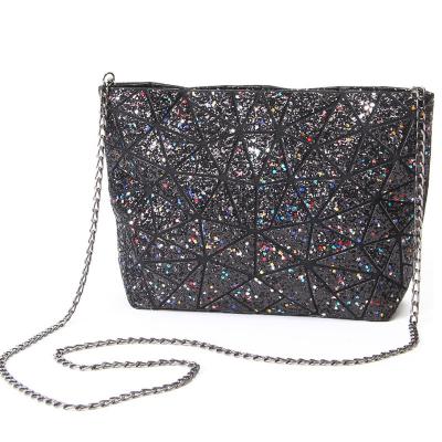 China Hot Selling Fashion Glitter Fashion Geometric Women's Pinch Shining Sparkle Ladies Chain Bag Cross - Body Handbags for sale