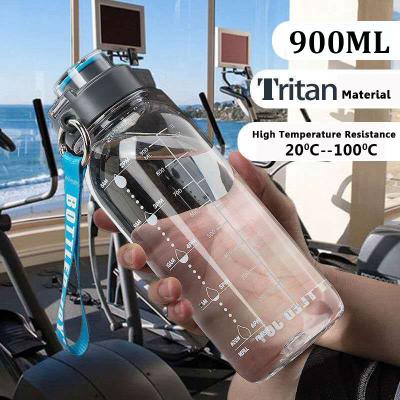 China Free Sample Bpa Sustainable Sports Gym Water Bottles Motivational Water Bottle With Time Markings&Straw for sale