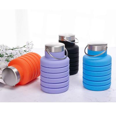 China Custom Logo Promotional Outdoor Camping Silicone Viable Collapsible Collapsible Water Bottle for sale