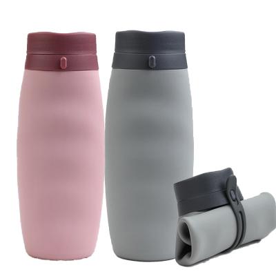 China Amazon BPA Free Sustainable High Quality Expandable Folding Increasing Folding Travel Sports Drinking Collapsible Silicone Water Bottle for sale