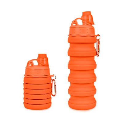 China Logo Silicone Drinkware Botella Plegable Custom Viable Drinking Collapsible Squeezing Water Bottle For Yoga for sale