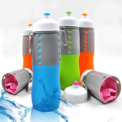 China Viable Leak Proof Silicone Collapsible Collapsible Water Bottle With Custom Logo for sale