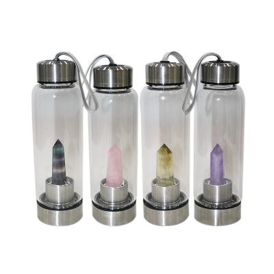 China Amazon420ml Diamond Crystal Glass Viable Water Bottle for sale