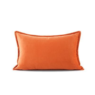 China Viable Orange Velvet Fabric Luxury Pillow Cover For Living Room Sofa Home Decor Rectangle Custom Size for sale