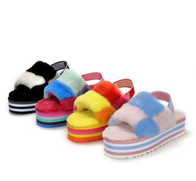 China 2021 Fashion Trend New Style Wholesale Women's Sandals Sheepskin Slippers Uggging Fur Slippers for sale