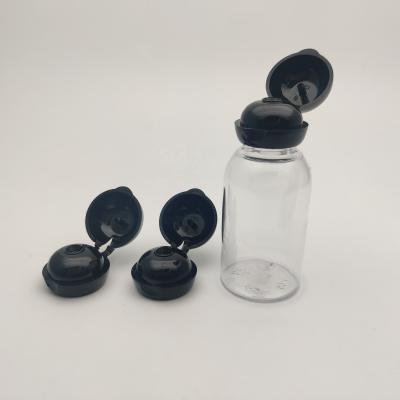 China Personal Care 30ml 30g Shampoo Flip Cap Matte Black PET Top Bottle With Plastic Cap For Small Shampoo/Shower Gel Bottle for sale