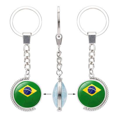 China Custom Glass Hair Decoration 2022 New Arrivals Football Gift Key Chains With Glass Ball For World Cup for sale