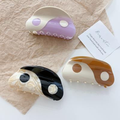 China Hot Selling INS Beauty Big Hair Acetate Cellulose Eco-Friendly Hair Claw Clips Chatter yin and yang hair claws for thick hair for sale