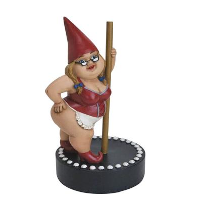 China JOWYAR Europe Garden Ornament Little Beauty Resin Sculpture Garden Decor Sculpture Poles Dancing Gnomes Indoor Outdoor Indoor Outdoor Dwarf Statue for sale