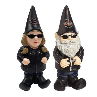 China JOWYAR 2022 New Europe Fashion Gnomes Biker Motorcycle Gnome Garden Biker Gnome Couple Statues Resin 15cm Figures for sale