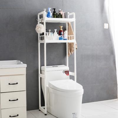 China Viable Space Saver Plastic 2 Shelf Bathroom Storage Rack Washing Machine Toilet Cabinet Rack for sale