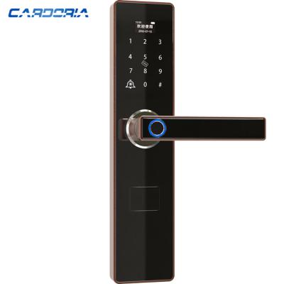 China Home& School& Apartment& Office TUYA WIFI Mobile Phone Opening Core Keyless Outdoor Household Household Fingerprint Magnetic Card Deadbolt Smart Electric Door Lock for sale