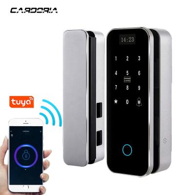 China Glass Door No Need Drilling Holes Fingerprint Electronic Smart Digital Door Lock Cylinder With Tuya APP Te koop