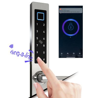 중국 Competitive price aluminum digital fingerprint broken keyless bridge electric tuya smart door lock 310*40MM 판매용