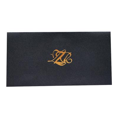 China Professional Hot Stamping Black Business Envelope Printed Card Paper Envelope Packaging for sale