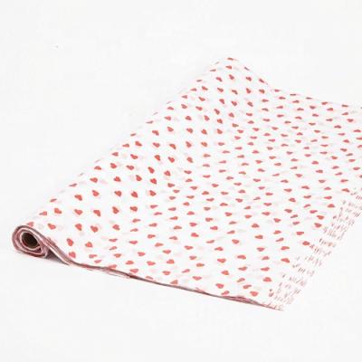 China Disposable Red Pattern Logo Printing Wrapping Tissue Paper Heart Shape For Clothes for sale