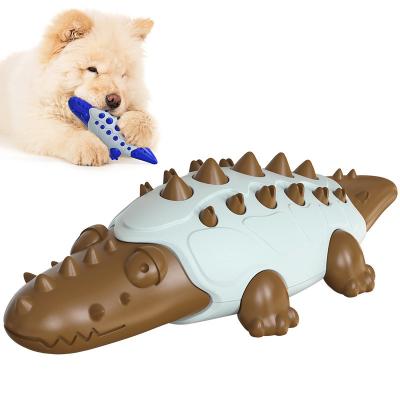 China Dog Bite Toy Sharp Teeth Resistant Automatic Crocodile Food Disjoint Ball Cleaning Molar Stick Toy for sale