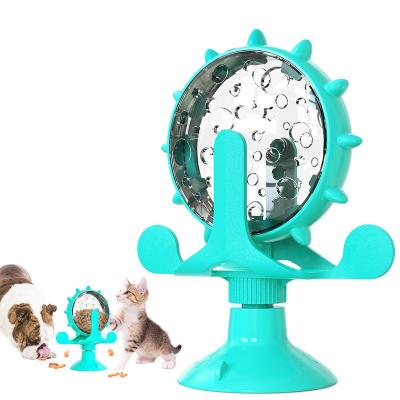 China New Automatic Amazon Dog Cat Toy Cat Windmill Teaser Leaking Food Toy for sale