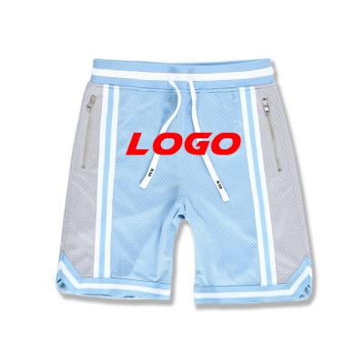 China Custom Anti-Wrinkle Logo Gym Sports Shorts Simple Tank Top Shorts Casual Blue Mens Sports Basketball Shorts for sale