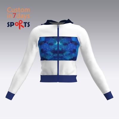 China Wholesale Unisex Logo Drawstring Hoodie Custom Polyester + Spandex Fleece Cheer Warm Up Jacket for sale