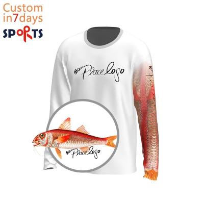 China Orhor Antibacterial Logo Men Long Sleeve Custom Sublimation Printing Quick Dry UV Fishing Shirt Performance Fishing T-Shirt for sale