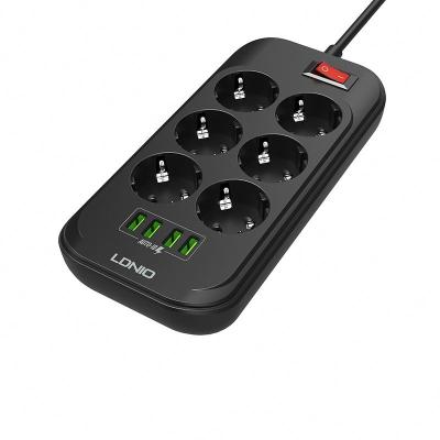 China Commercial EU Plug 6 Way Outlet 4USB Port 3.4A Surge Protector Power Strip LDNIO SC4408 for sale